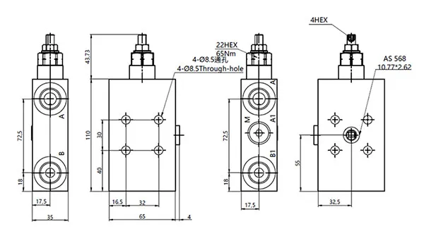 MCBS-10 Válvula contrabalance simple con brida