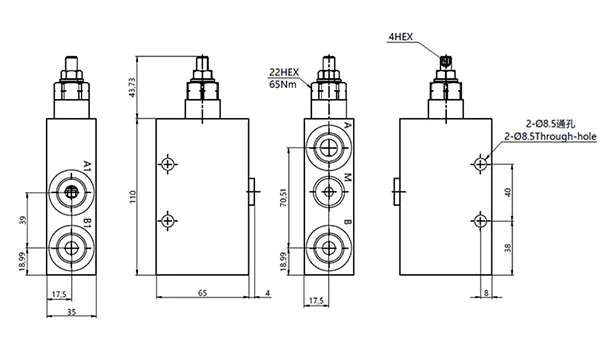 MCBS-10 Válvula contrabalance simple con conexión roscada (rosca para tubería)