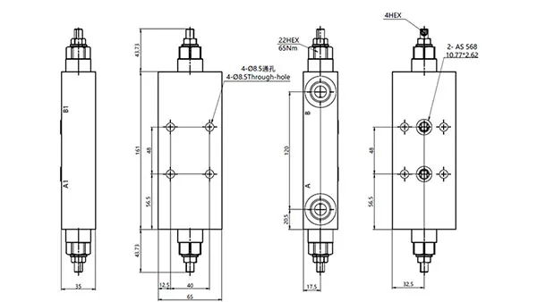 MCBS-10 Válvula contrabalance doble con brida