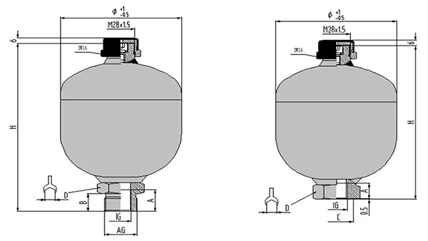 Acumulador de diafragma YDA (acumulador de membrana)
