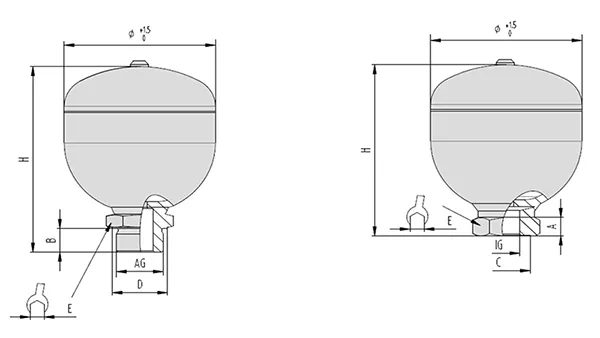 Acumulador de diafragma YDA (acumulador de membrana)